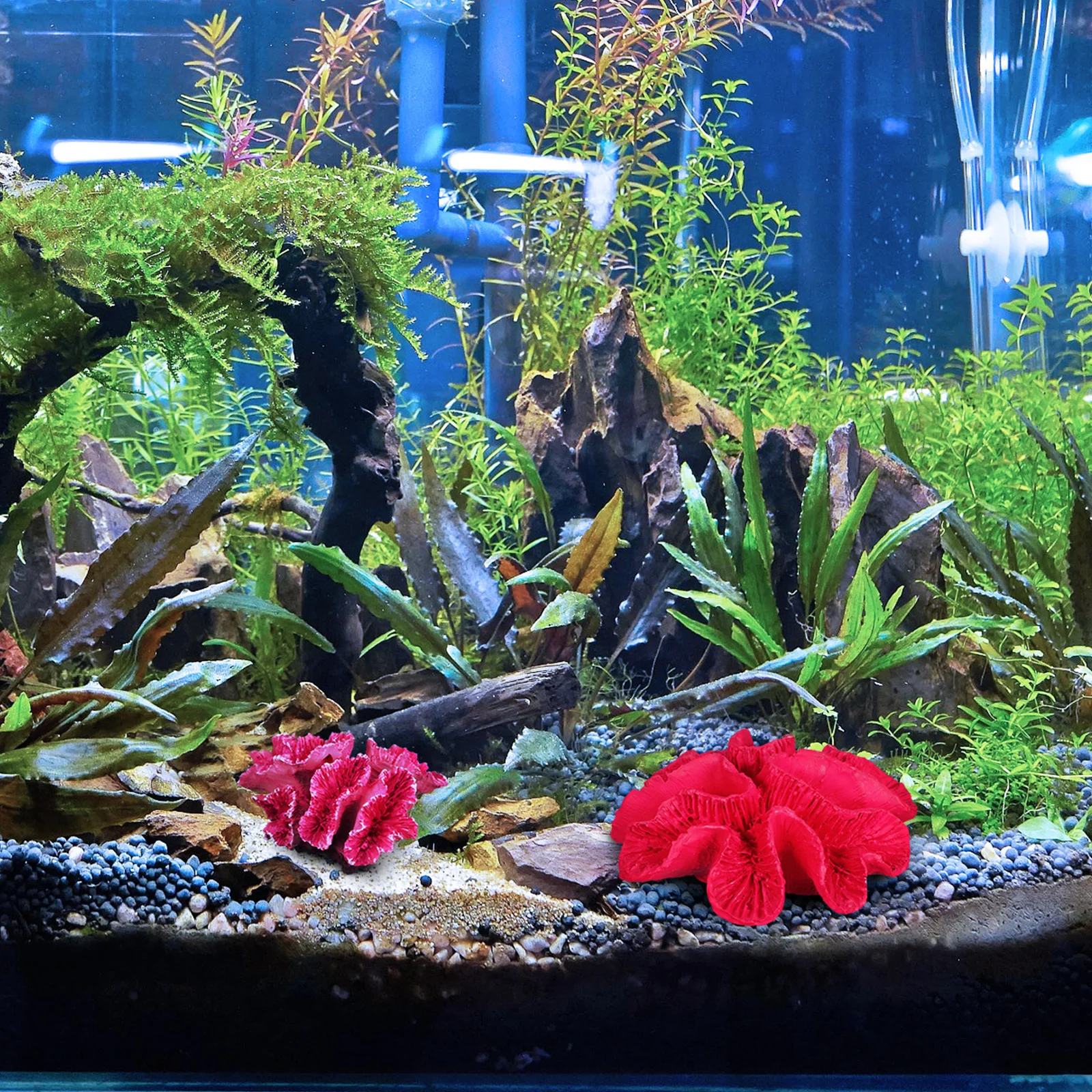 

2Pcs Coral Aquarium Decor Resin Made Realistic Coral Reef Ornament Bright Tank Decorations Safe for Fish