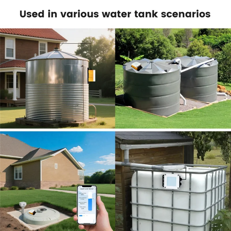 CLCU ME202W 5M Tuya Intelligent Wifi Remote Water Tank Level Sensor Oil Meter High Accuracy US Plug