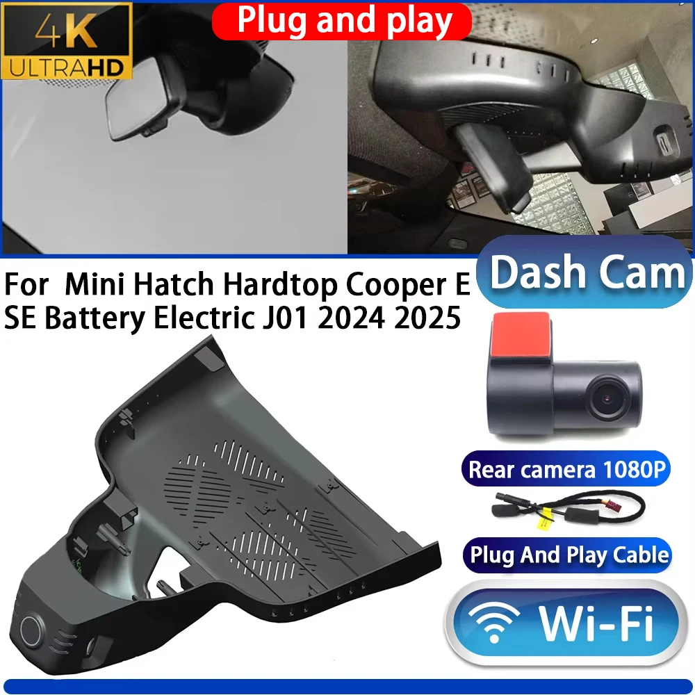 Cámara para Tablero de Instrumentos DVR 4K UHD Wifi Plug and Play, Grabadora de Video para Mini Hatch Hardtop Cooper E SE Battery Electric J01 2024 2025