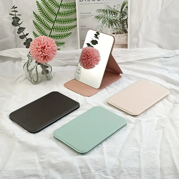 Desktop Makeup Mirror Household Small Women Hand Pocket Table Light Makeup Compact Dressing Mirrors Mini Portable Folding Beauty