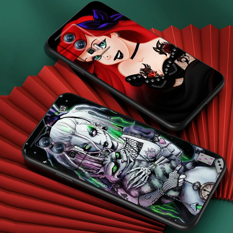 Tattoo Cartoon Princess For Xiaomi Redmi 9A 9C 9AT 10C 9 9T 10 12C 13C 8 12 K60 A1 K50 K40 5G Black Soft Phone Case