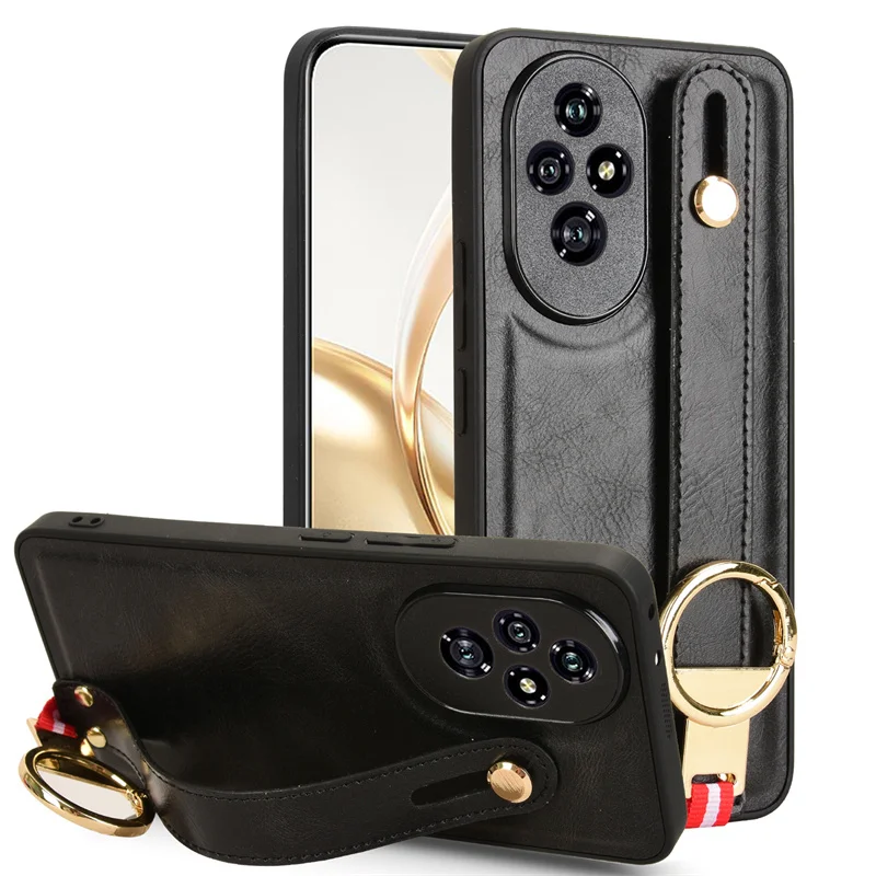 For Honor 200 Pro Fashion Wrist Strap Phone Holder Case For Honor 200 Pro Leather style Case Drop-Resistant Cover