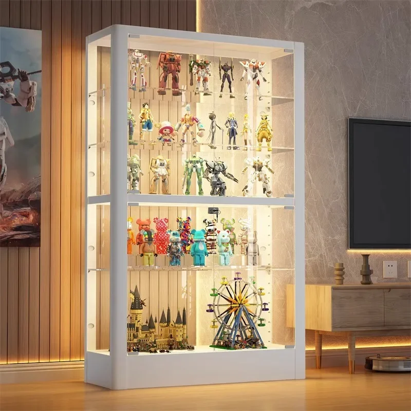 Figure cabinet, Lego display , lighted glass cabinet, dustproof cabinet, storage shelf, suitable for toy model showcase