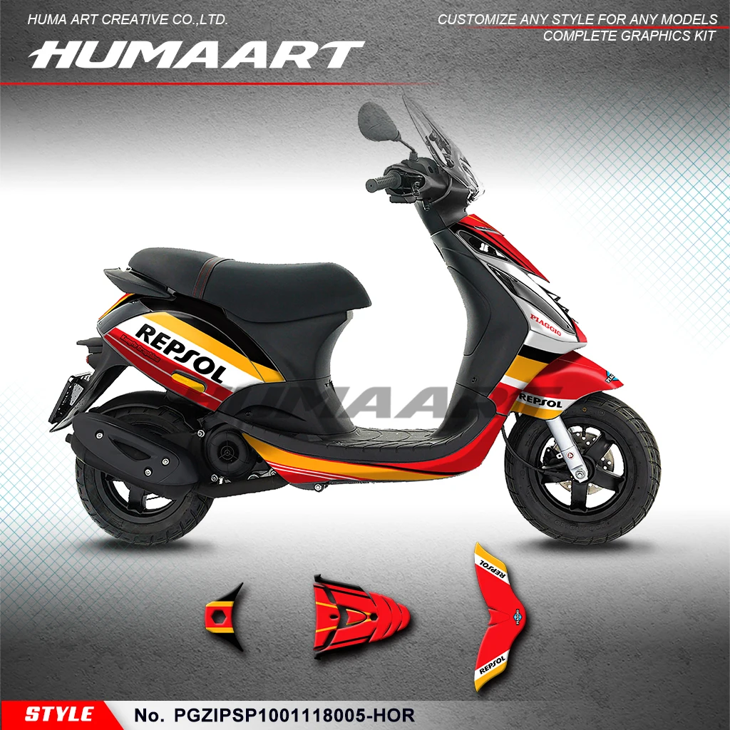 HUMAART Custom Stickers Vinyl Decal Kit Scooter Bike Décor for Piaggio Zip 100 2011 2012 2013 2014 2015 2016 2017 2018