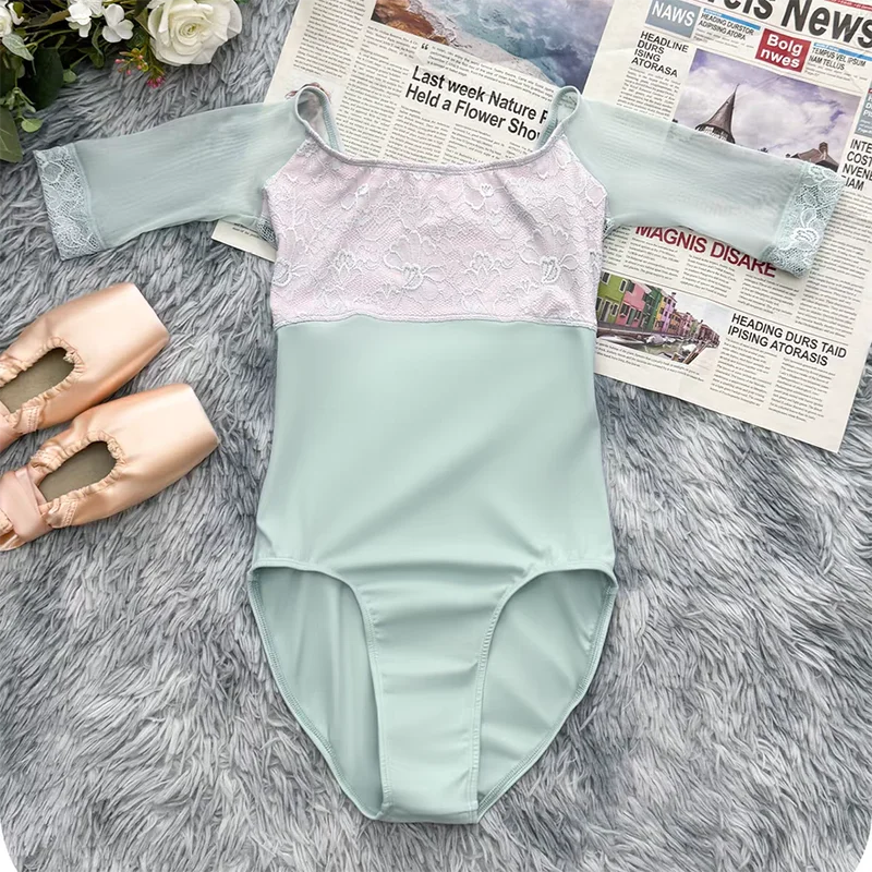 Ballet Leotard for Women Practice Clothes Embroidered Embroidered Mesh Gymnastics Tight Clothes Performance Adult Yoga Costume