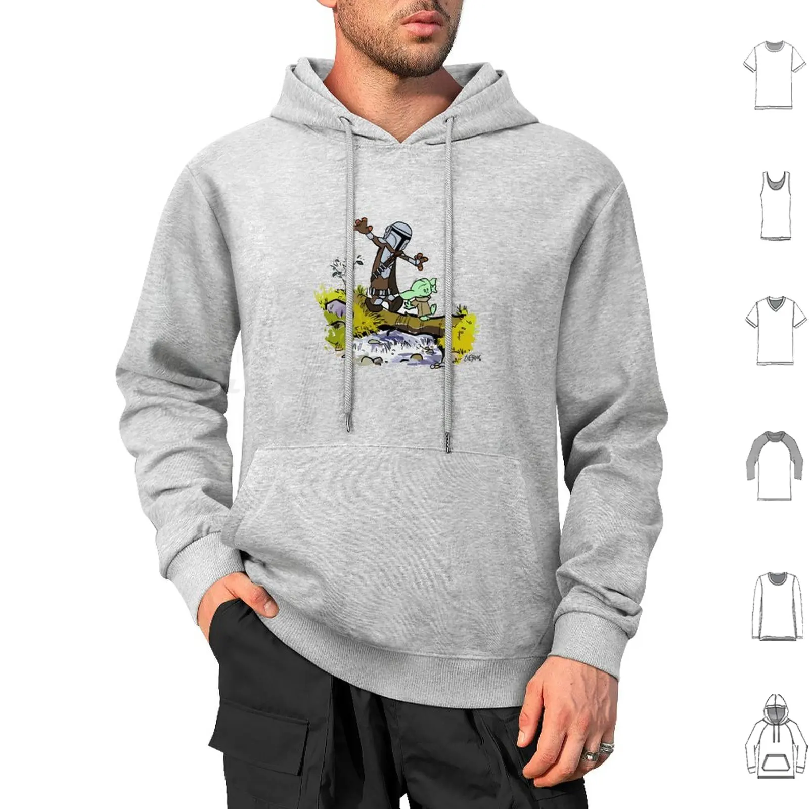 M A N D O A N D H O B B E S Hoodies Long Sleeve Cartoon Watterson Bill Watterson Sunday Funny Comic Comic Strip Farside