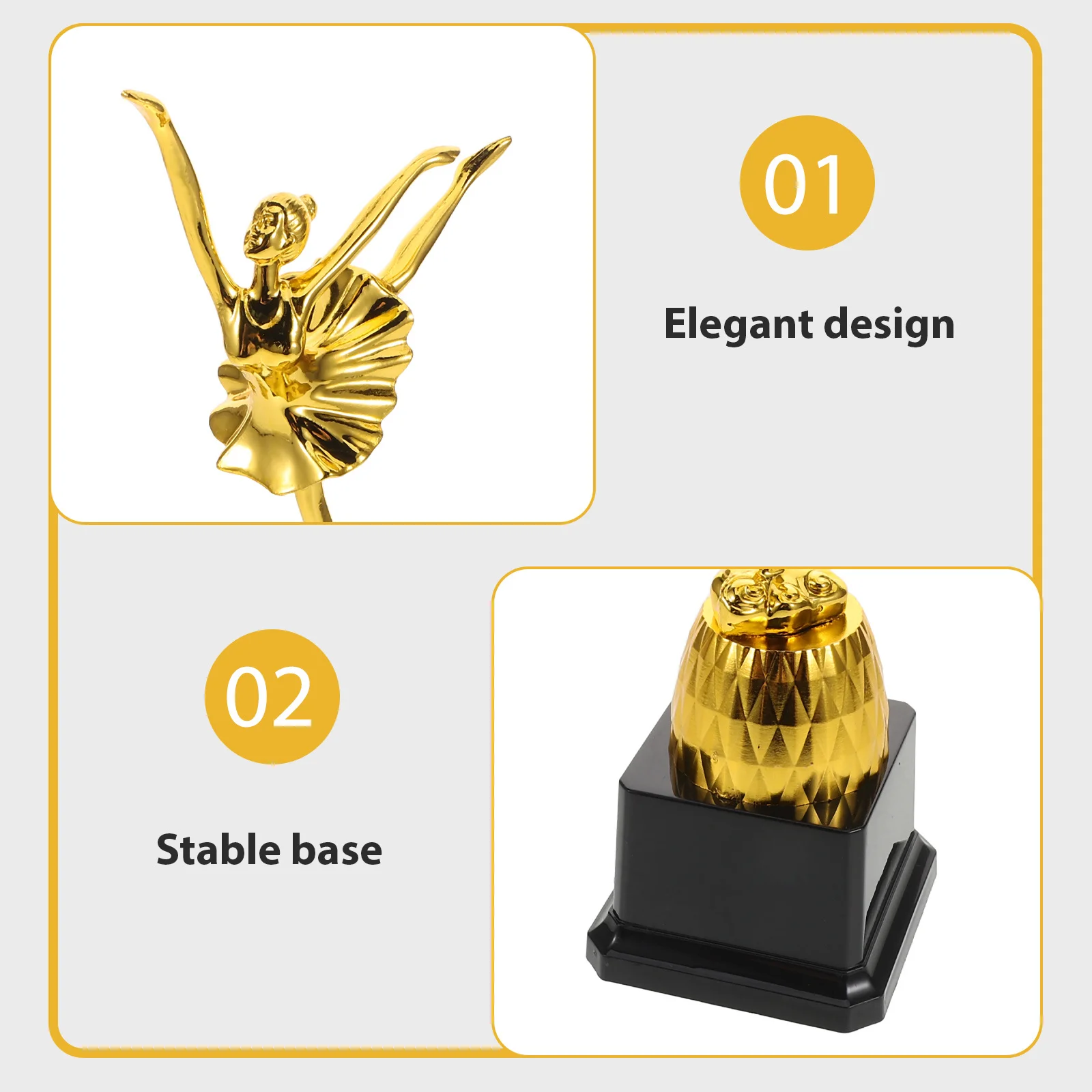 Trofeo de danza de ballet, premio de competición de baile de diseño elegante dorado, recuerdo para escuelas, trofeos de premio, trofeo pequeño