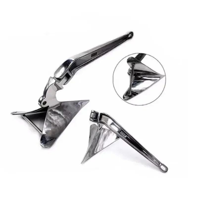 【Best-selling】10kg 316 Stainless Steel Plough Anchor for Boat，22lb Style Boat Anchor Marine Accessories Polished Non-Hinged Plow