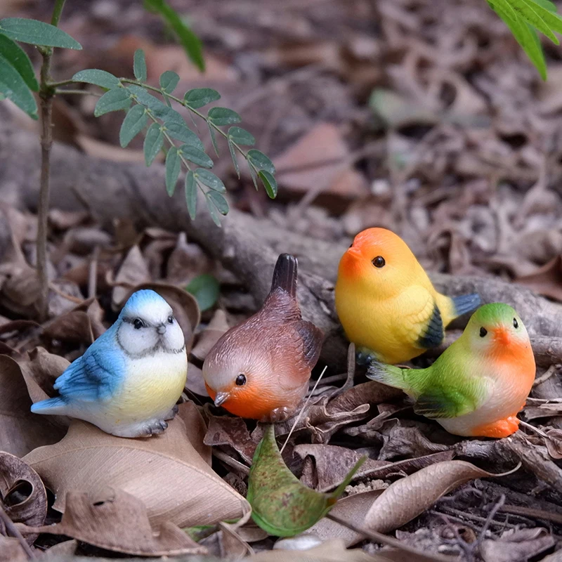 Simulation Wild Birds Animal Toys Cute Mini Parrot Model Figures Miniature Landscape Ornament Household Decoration Gifts