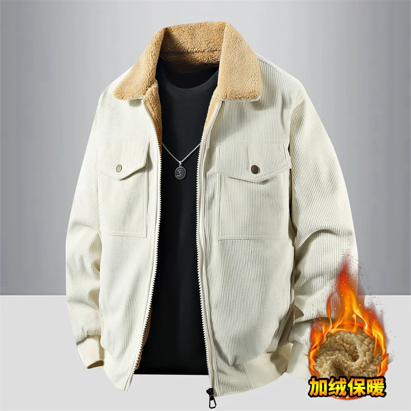 Parka casual con colletto rovesciato per uomo Moda addensare abbigliamento maschile caldo Comoda giacca in cotone con cerniera Tinta unita All-match