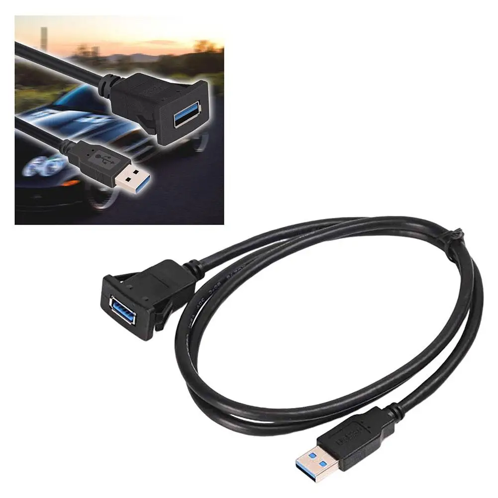 1M untuk RV pemasangan dasbor mobil SUV Usb 3.0 Male ke Female kabel ekstensi Panel soket jalur tunggal tahan air R5H1