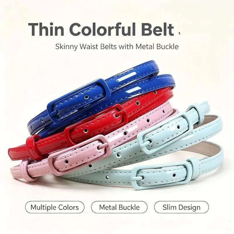 Women Simplicity Decorative Thin Waistband Belt Candy Colors Fashion Belt for Dress Jean Sweater Holiday Outfit