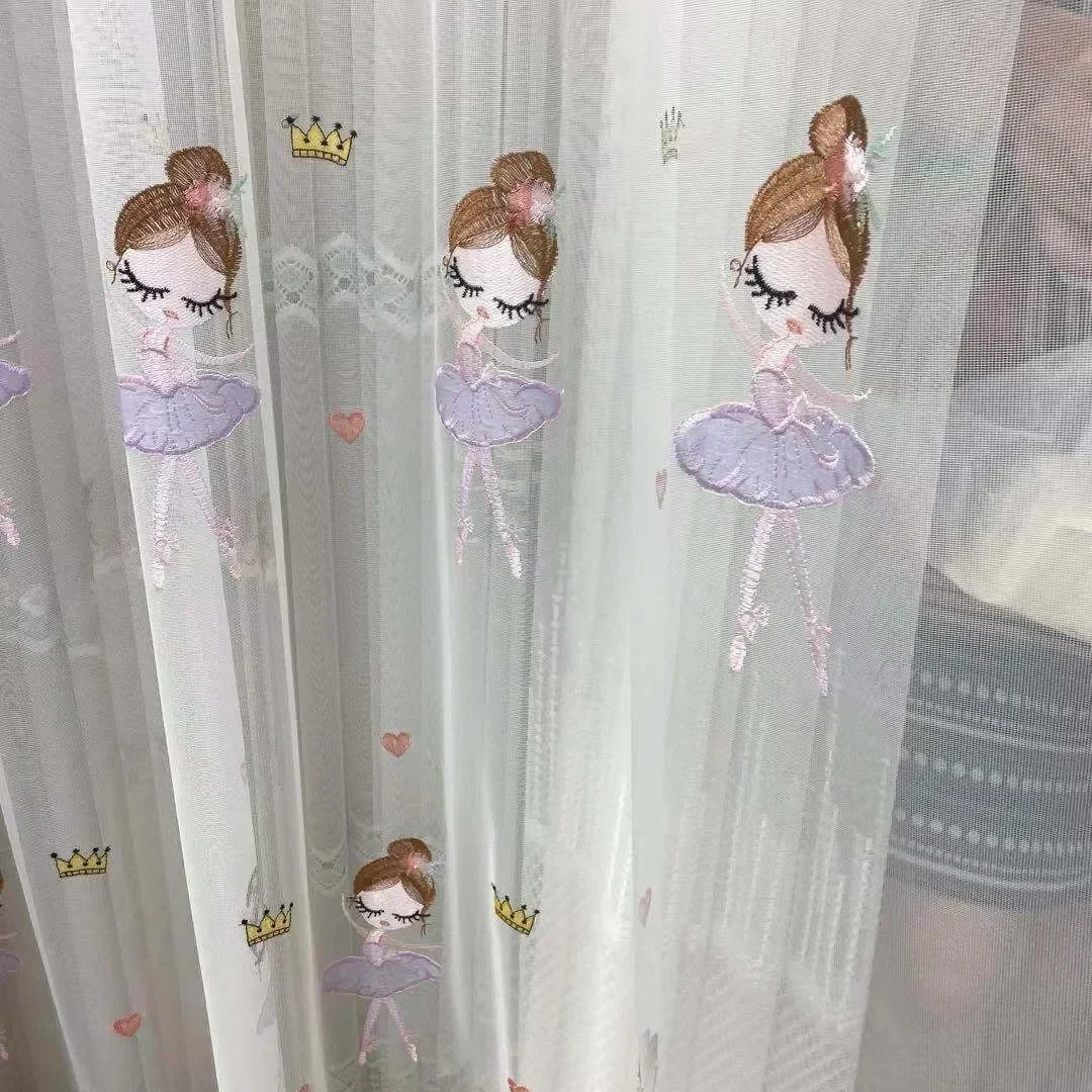 نافذة شاشة الرقص فتاة الحديثة 2025 جديد 1 قطعة ستارة مطرزة غرفة الشاش الستار بوتيك فتاة غرفة نوم التطريز