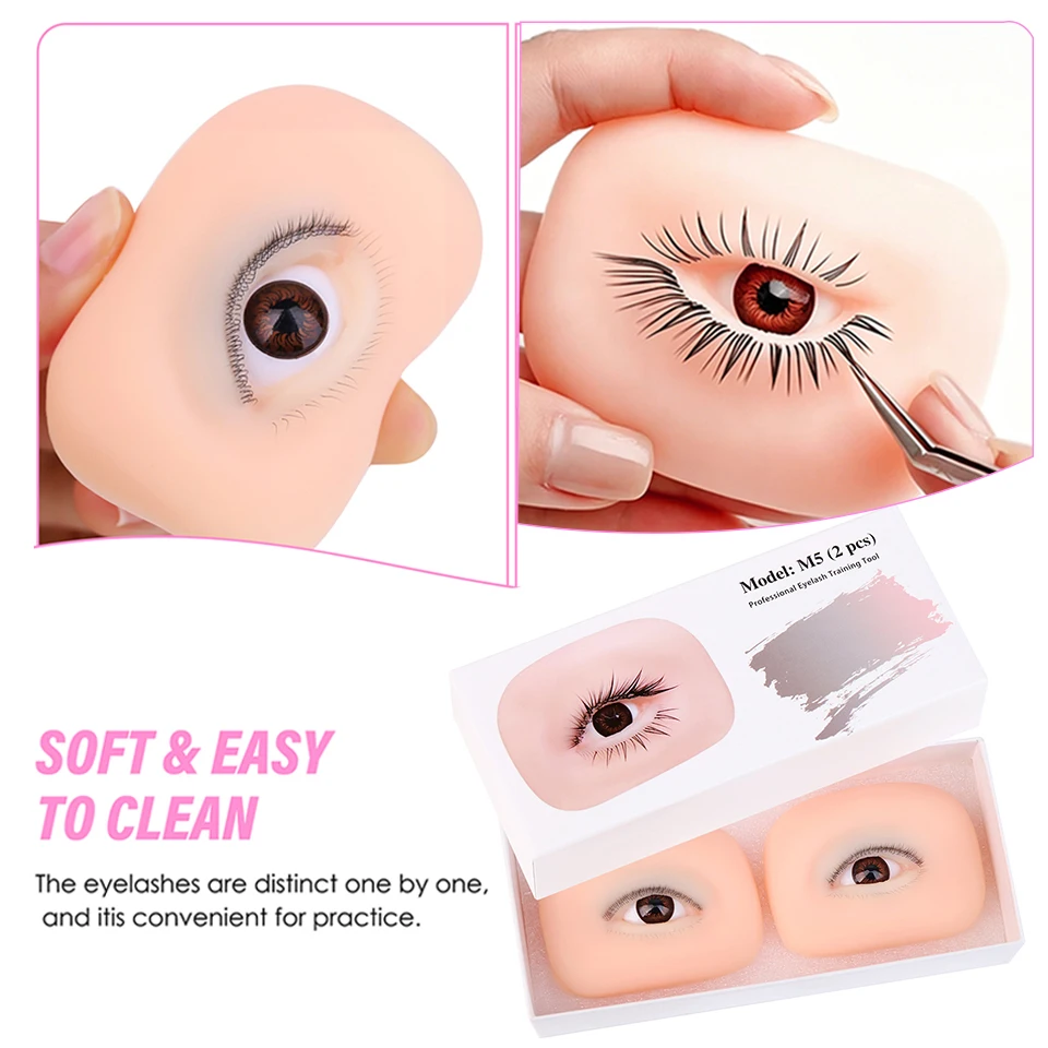 

3D Lashes Eye Model Silicone Mannequin Eyes Practice Makeup Accessories Eyebrow Tattoo Eyelash Extension Grafting Training Tool