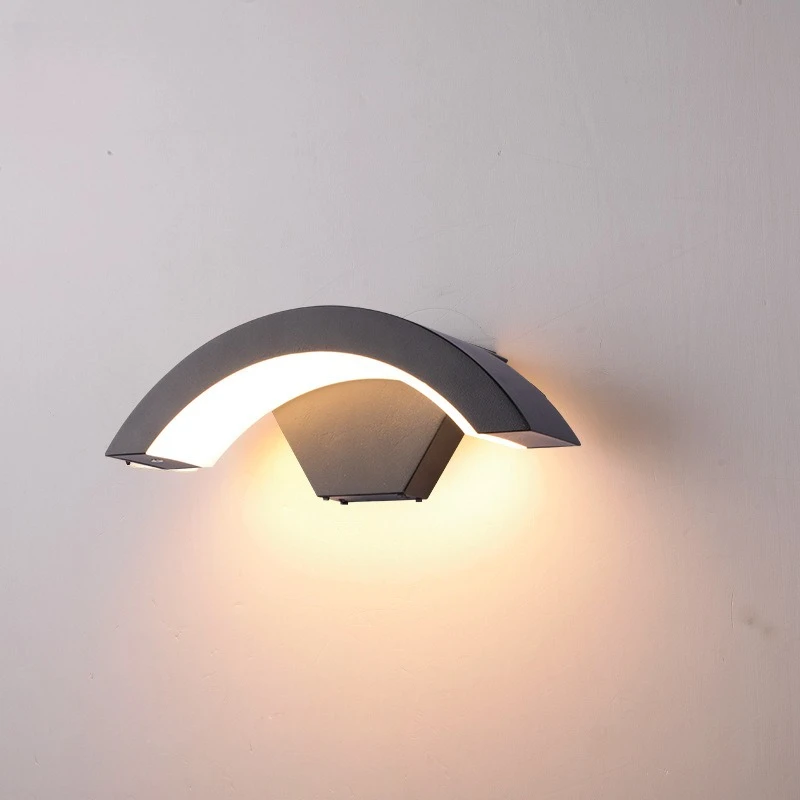 Outdoor Waterproof Human Body Sensing Wall Lamp Simple and Creative Courtyard Balcony Entrance Moon Shaped Wall Light Decoration