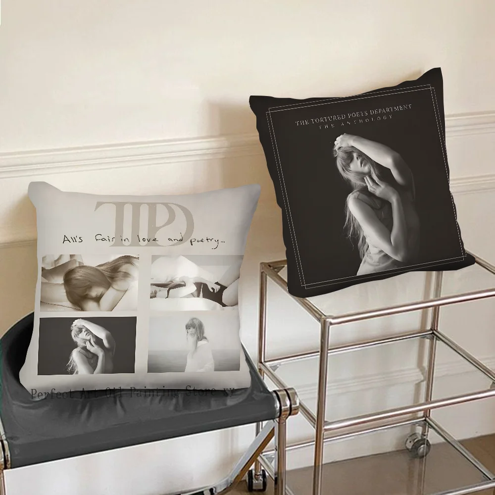 Music TTPD Tortured-S-Swift-Poets-T-Taylor-Department Pillow Case Fashion Square Pillowcase Bedroom Sofa Room Ins Decoration