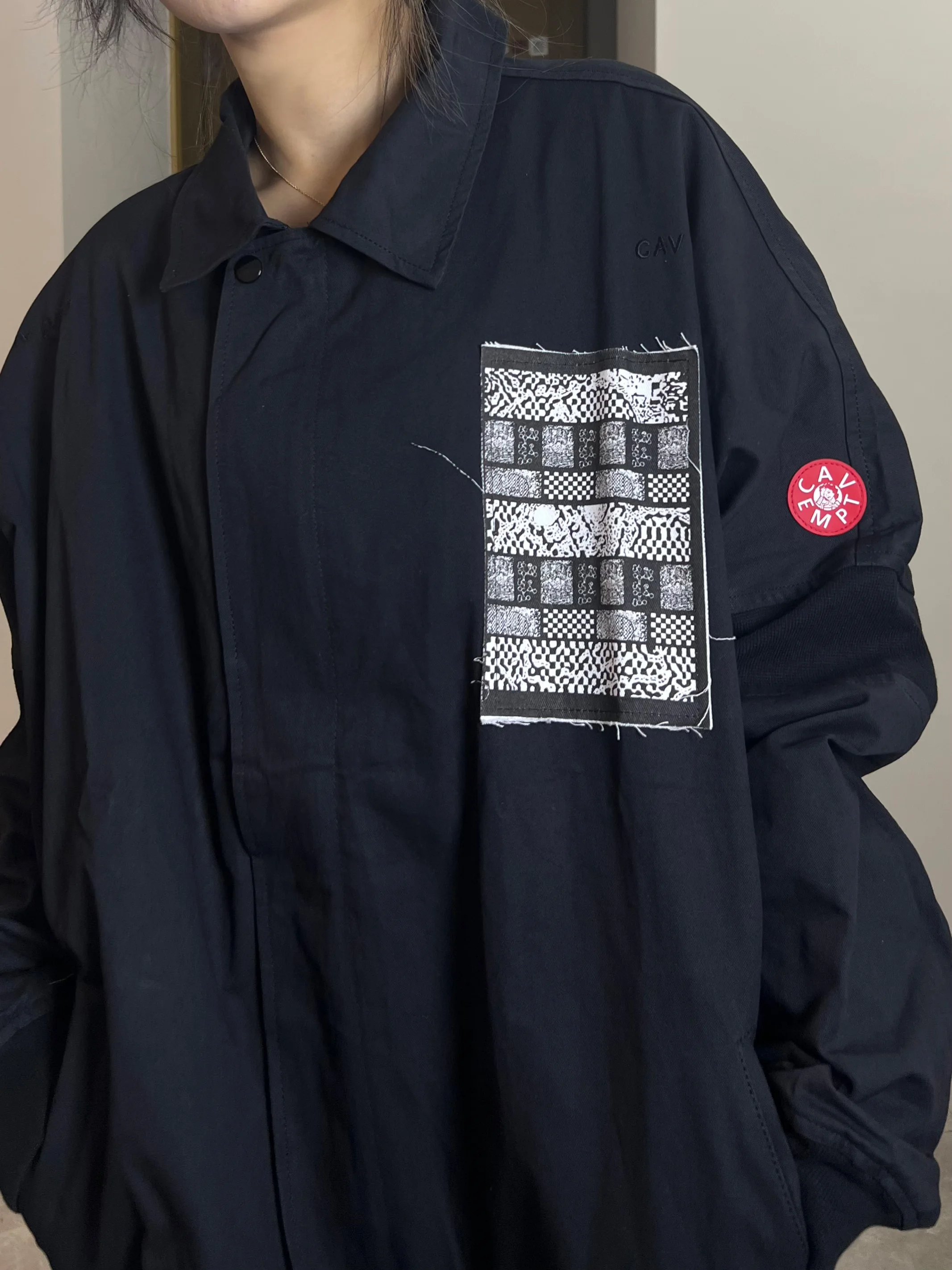 

Винтажная куртка CAVEMPT с бахромой и молнией, свободного кроя, с воротником, для мужчин и женщин, осенне-зимняя, хлопковая, с длинным рукавом