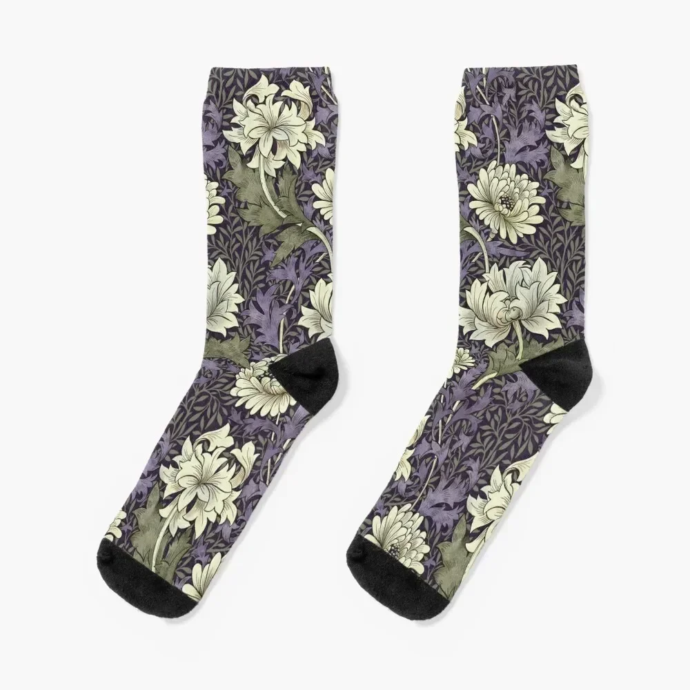 William Morrisa floral pattern in purple and green Socks hiphop Novelties luxe Socks For Women Men's