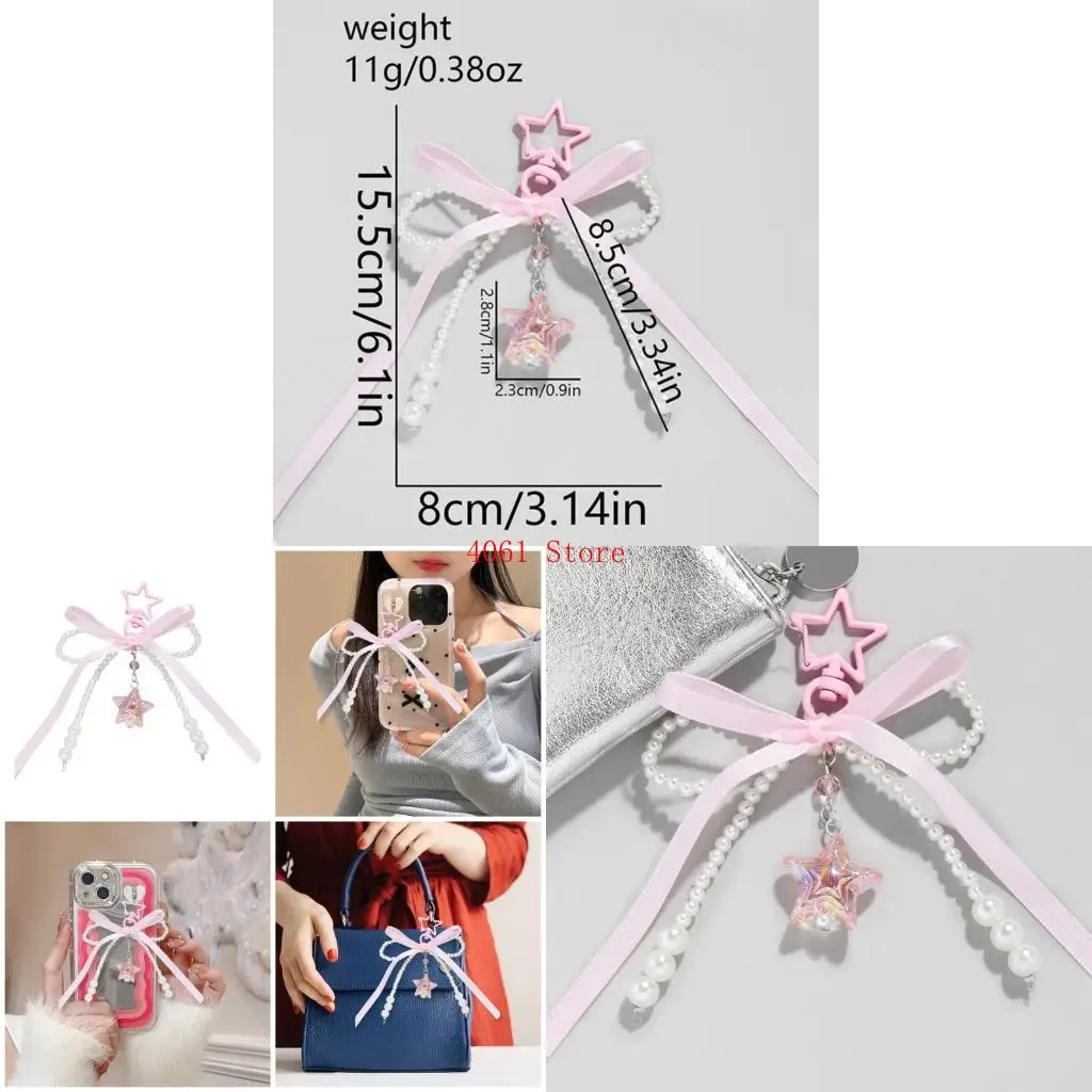 

Aesthetic Keychain Lovely Bows Keyring Creative Bag Charm Bag Pendant Ornaments Star Car Keychain Charm Decorations