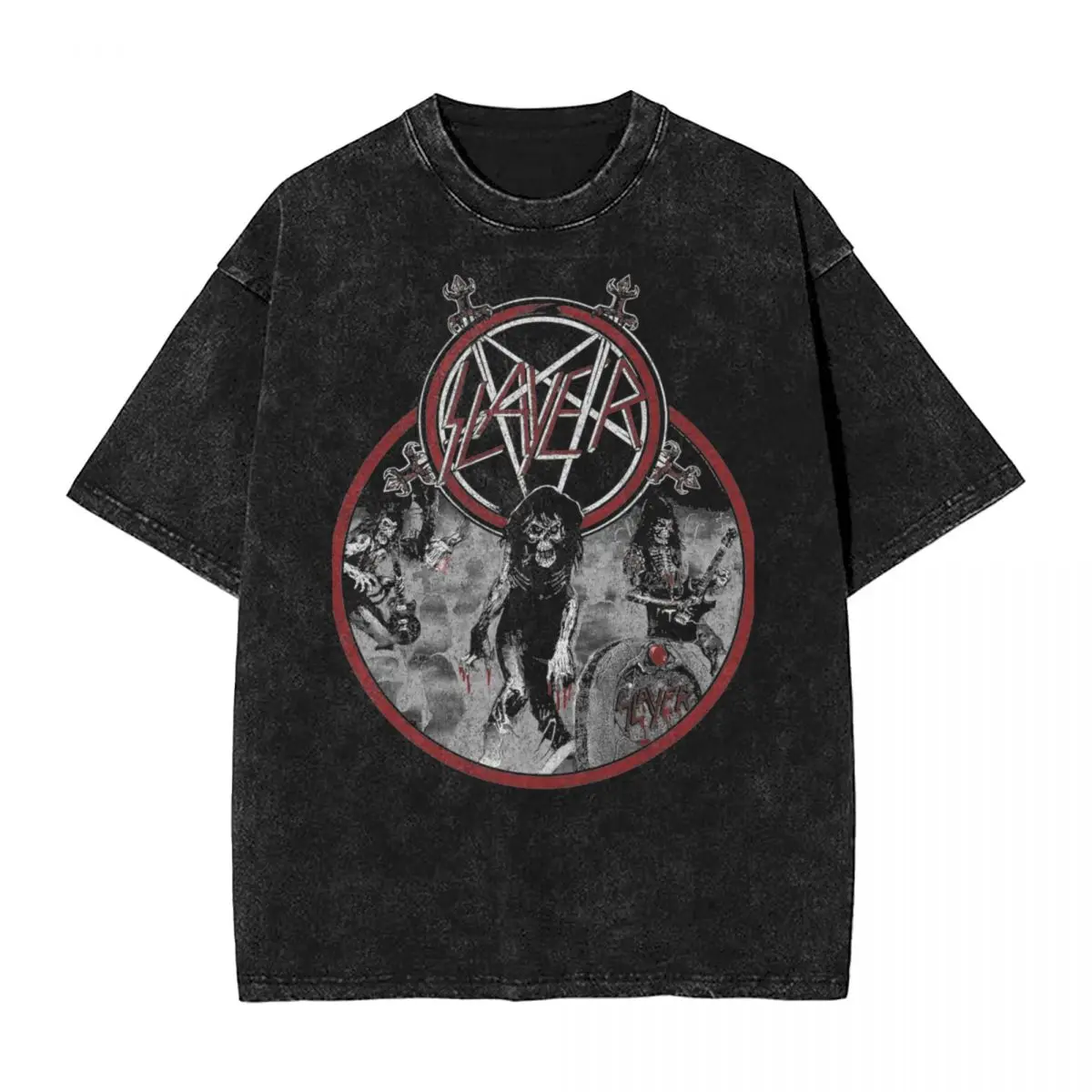 Slayer Band T Shirt Hip Hop Washed Cotton Harajuku T-Shirts Vintage Men Women Tops Streetwear Printed Tee Shirt