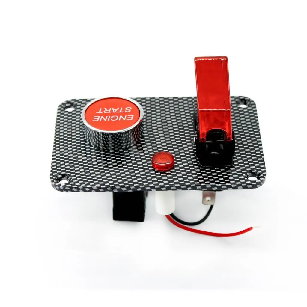 Carbon Fiber Toggle Switch Panel Ignition Engine Start Push Button Kit ON OFF for Car Boat Truck RV