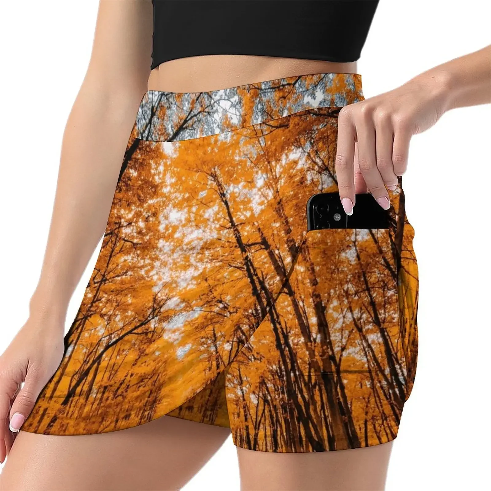 Orange Fall Forest Trail Mini Skirt summer outfits for women 2024 womens clothing