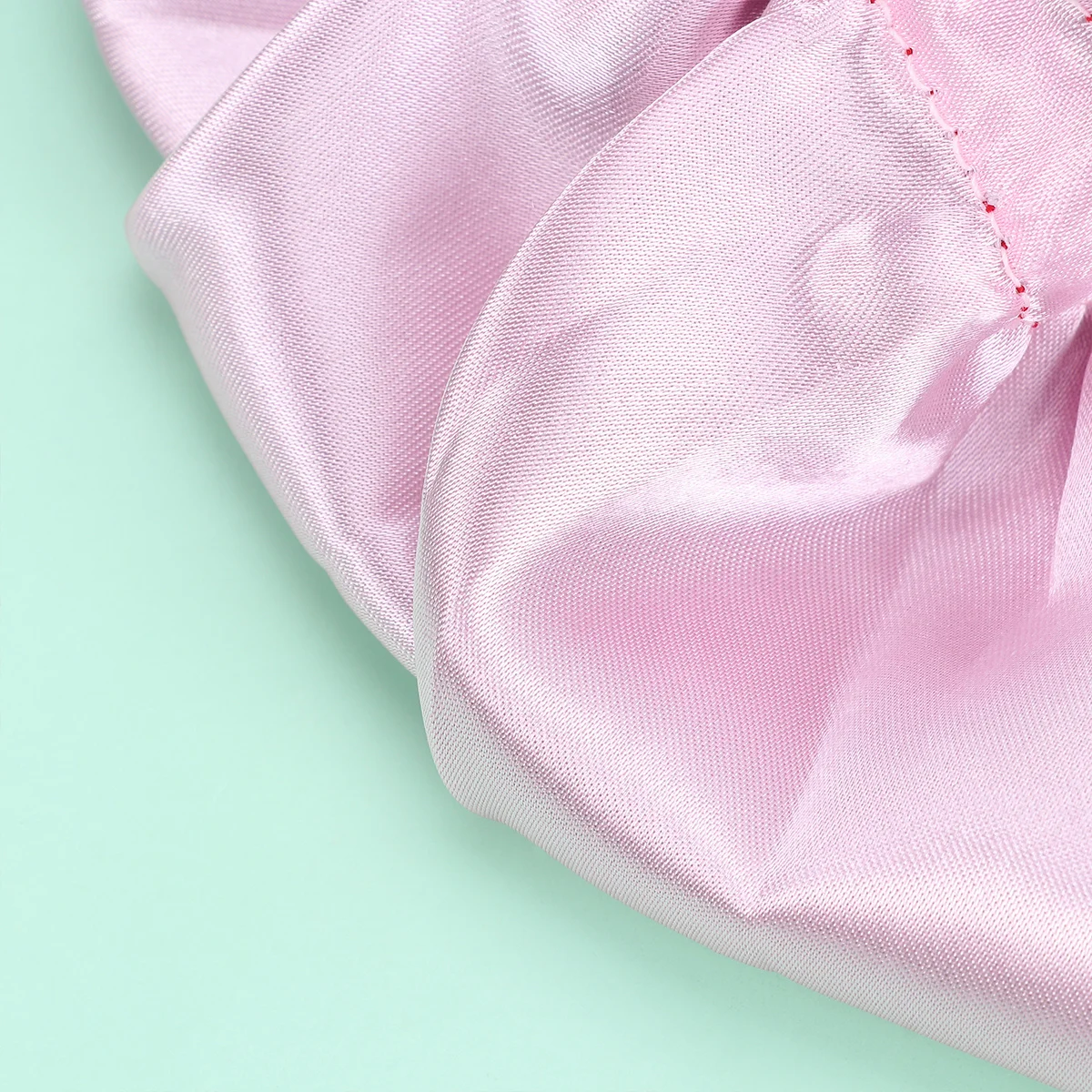 

Kids Satin Sleeping Cap Lightweight Hair Protection Bathing Cap with Elastic Rim for Children Home Sleep Wash Use Pink