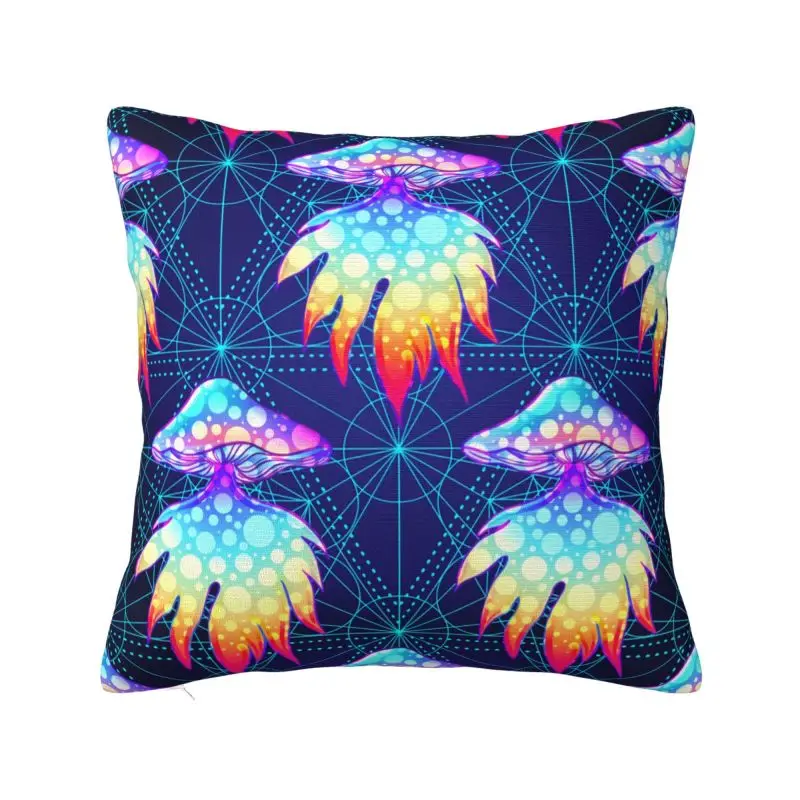 Custom Luxury India Mandala Magic Psychedelic Mushrooms Pattern Trippy Sofa Cushion Cover Polyester Music Pillow Case