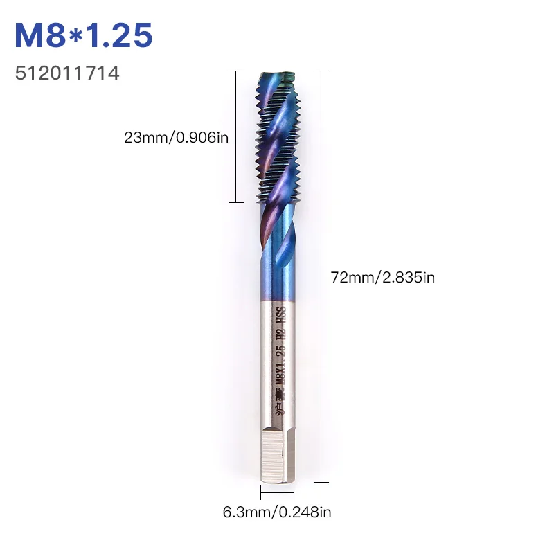 HUHAO Gewindebohrer Metrischer Maschinengewindebohrer HSS Blau Nano-beschichtet Spiral-/Spitzen-/Geradkannel-Gewindebohrer für Edelstahl – Detail 13