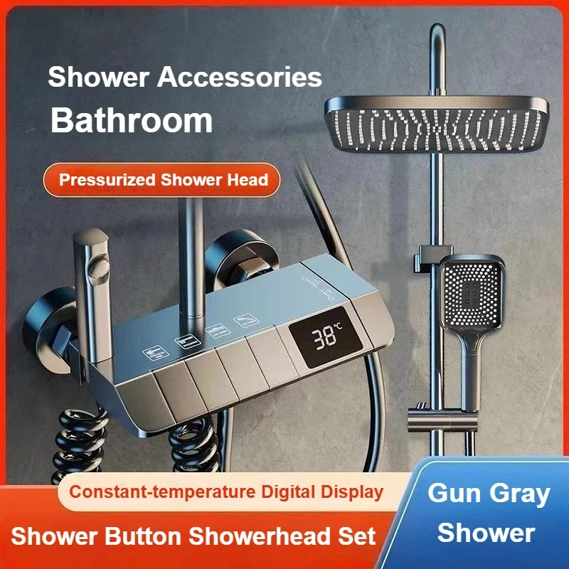 

Household Universal Showerhead Set Wall Mounted Bathroom Constant Temperature Digital Display Pressurized Shower Faucet Full Set
