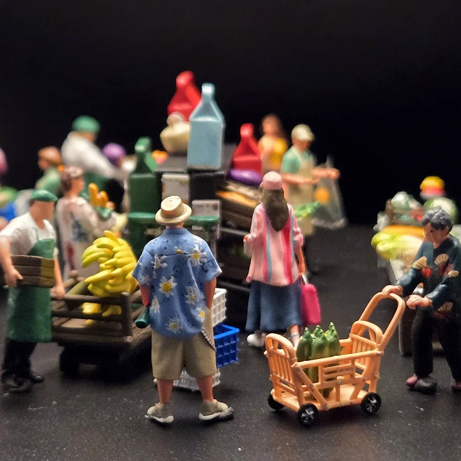 Miniature Painted Figure 1/64 Fruit and Vegetable Stall Shelf Action Figure Photography Color Miniatures Movementing Figures