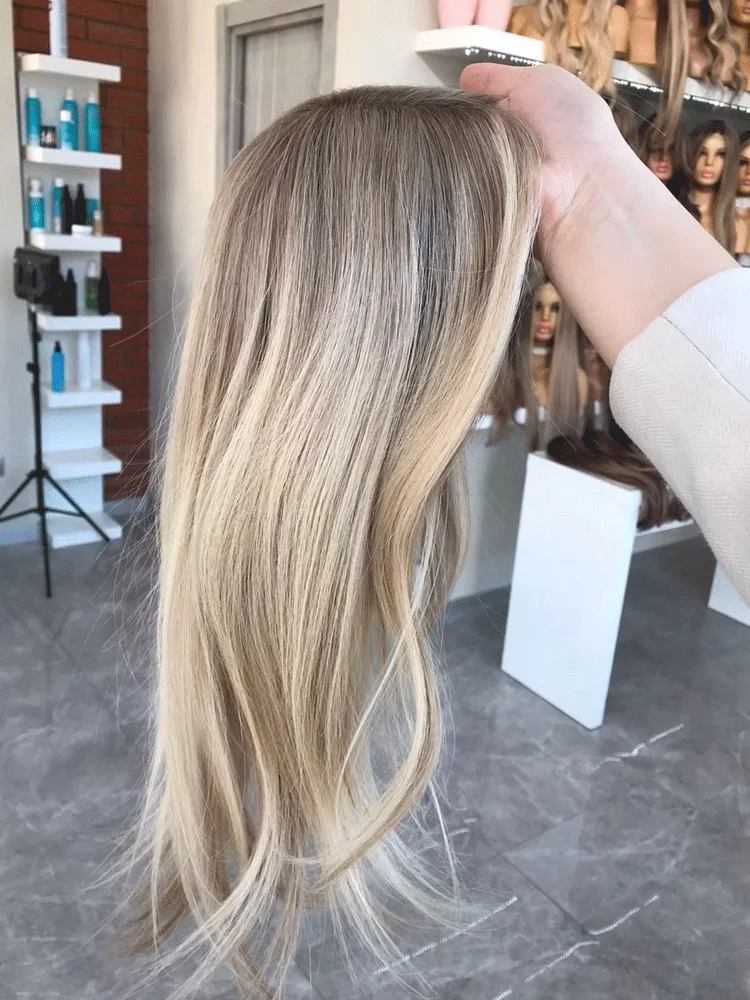 Natural Wig Synthetic Wig Dark Root HairLine Highlights Straight Hight Density Pre plucked Cosplay For Women Daily Party Use