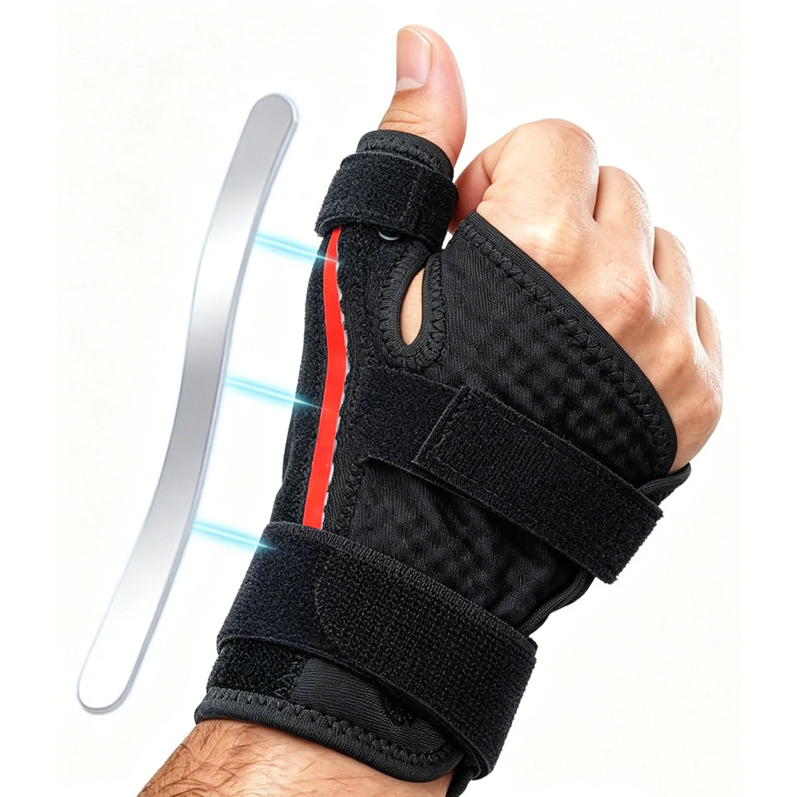 Breathable Thumb Spica Splint Wrist Support Brace Adjustable Hook‑and‑Loop Hand Guard For Thumb Sprain Tendonitis Injury Recover