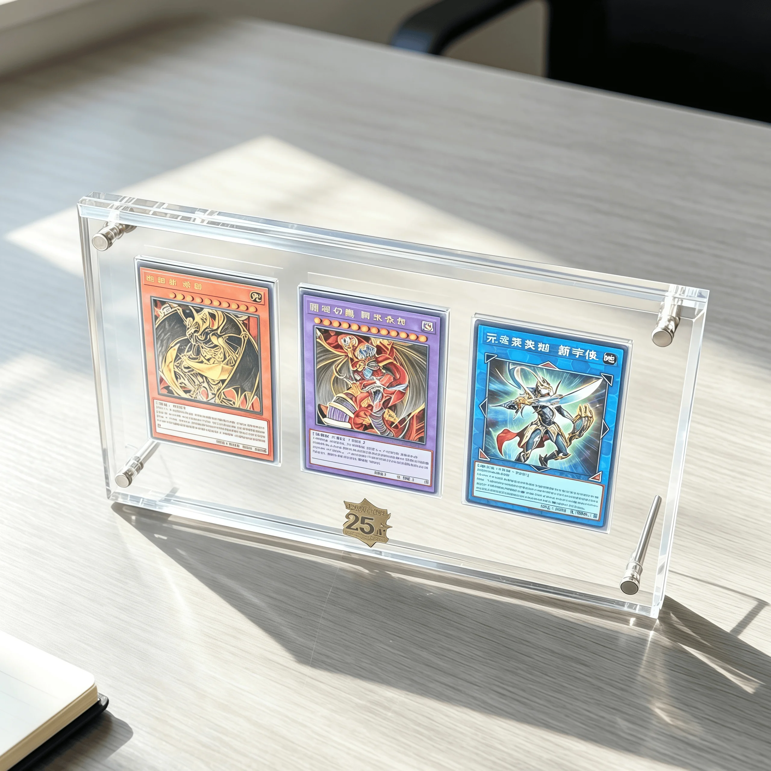 Clear 3-Slot Card Brick Display Stand, Yu-Gi-Oh 25th Anniversary Card Holder for Blue-Eyes White Dragon & Dark Magician Collecti