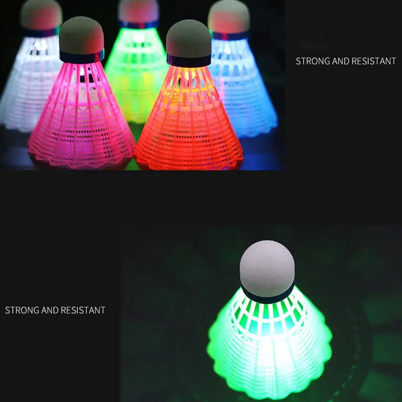 Éclairage LED de badminton coloré dans la nuit sombre, spot lumineux de sport, accessoires de coq de navette, volant de badminton, 3 pièces, 4 pièces