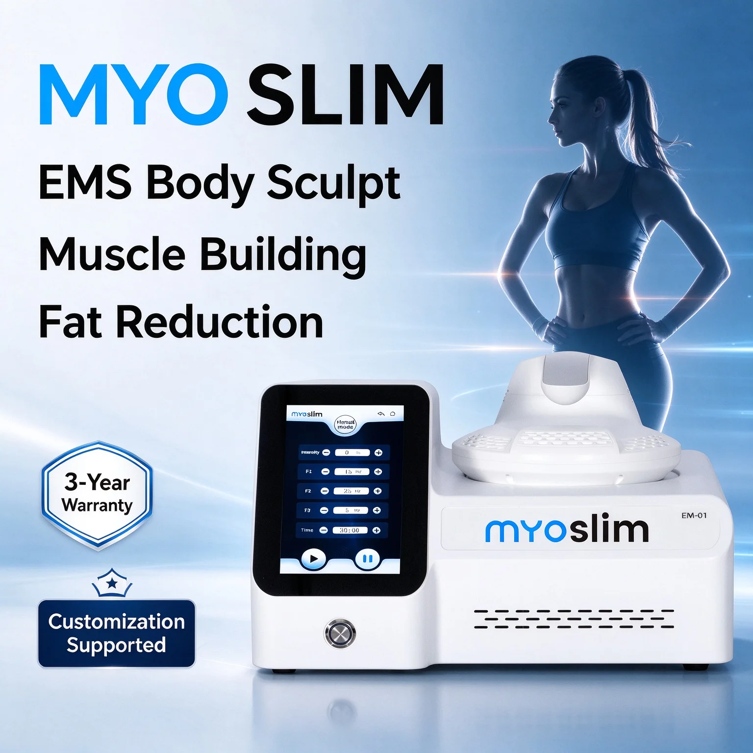 Myoslim EMS Muscle Stimulator Devices Single Handle Fat Burning Body Contouring Sculpting Beauty Massager Machine For Home
