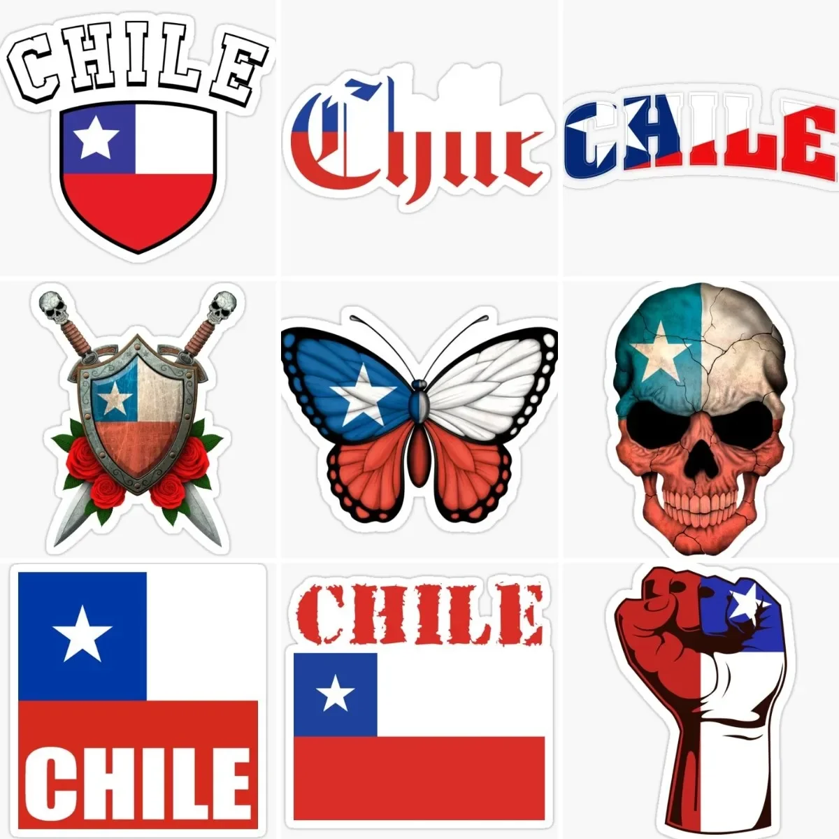 

Chile Flag Skull Creative Stickers Window Bicycle PVC Laptop Motorcycle Car Boat Wall Truck Glass Helmet Racing Decal Assecories