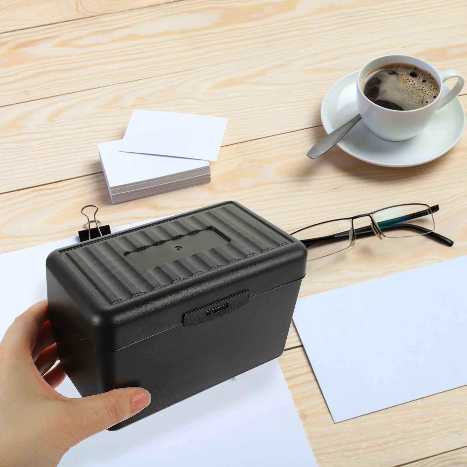 Caja para tarjetas de visita, soporte para tarjetas de plástico, organizador de escritorio, suministros de oficina, contenedor de almacenamiento de tarjetas, Base estable antideslizante