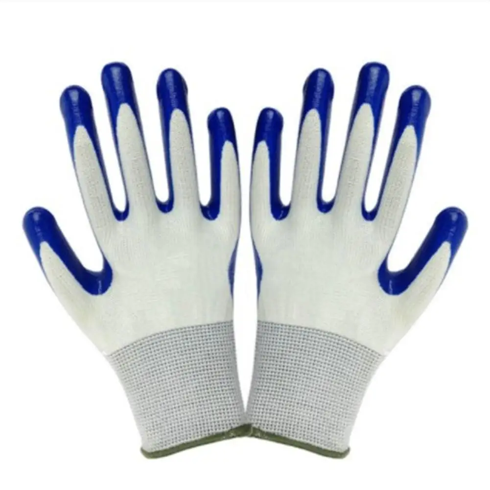 1 Pair Nylon Gardening Gloves Waterproof Stab-resistant Double-layer Latex Coated Non-slip Wear-resistant for Outdoor Handling