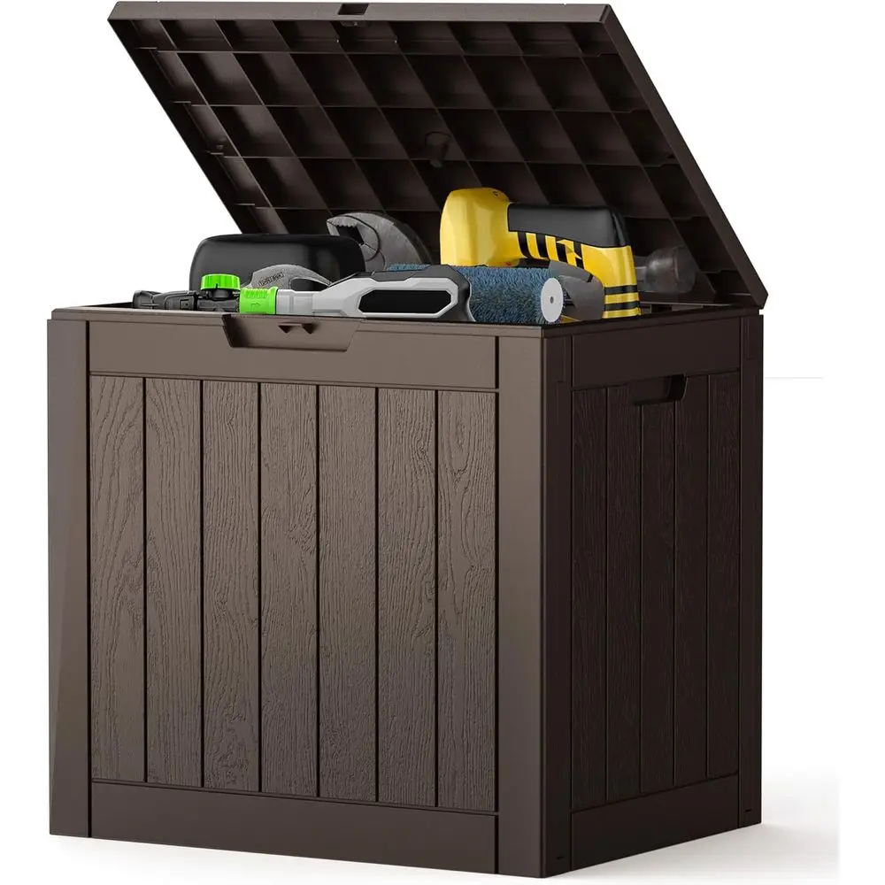 

31 Gallon Deck Box, Weatherproo Resin Lockable Outdoor Storage or Secure Package Deliveries and Indoor Storage in Garden or Pati