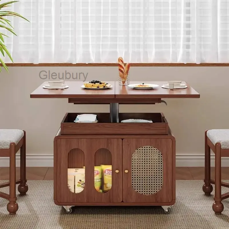 Walnut Coffee Tables Luxury Decoration Classy Mobile Storage Vintage Coffee Tables Living Room Rattan Mesa De Centro Sala Desk