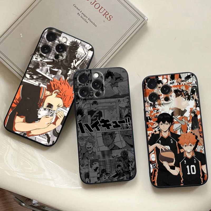 

H-Haikyuu H-Hinata Anime For iPhone 15 14 13 12 11 XS XR X 8 7 SE Pro Max Plus Mini Black Cover Phone Case