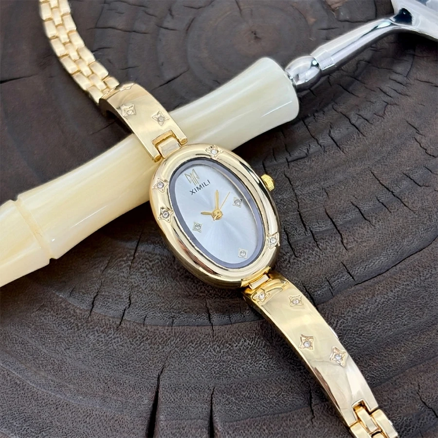 스타 디테일이 새겨진 여성용 패션 타원형 골드 시계: - Vintage Fashion Watches 리뷰 및 가격