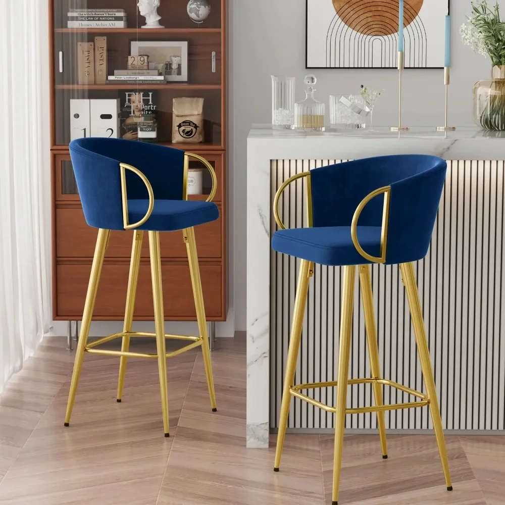 

Bar Stools Set of 2, Mid-century Modern Velvet Counter Bars Stools with Back, Bar Chair