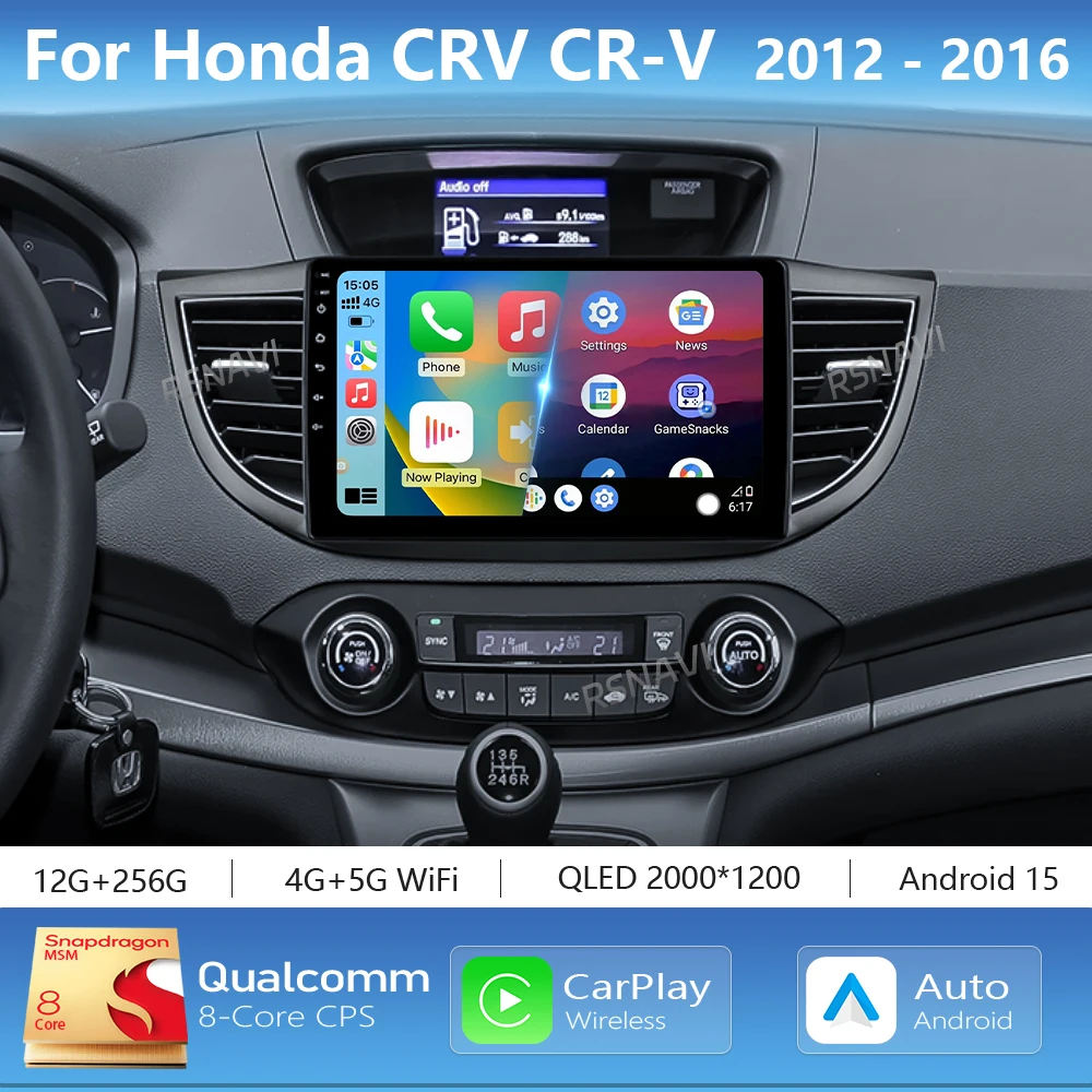 

Android 15 Carplay авто автомобильный мультимедийный радиоплеер для Honda CRV CR-V 2012-2016 WIFI + 4G DSP авторадио стерео 2Din головное устройство