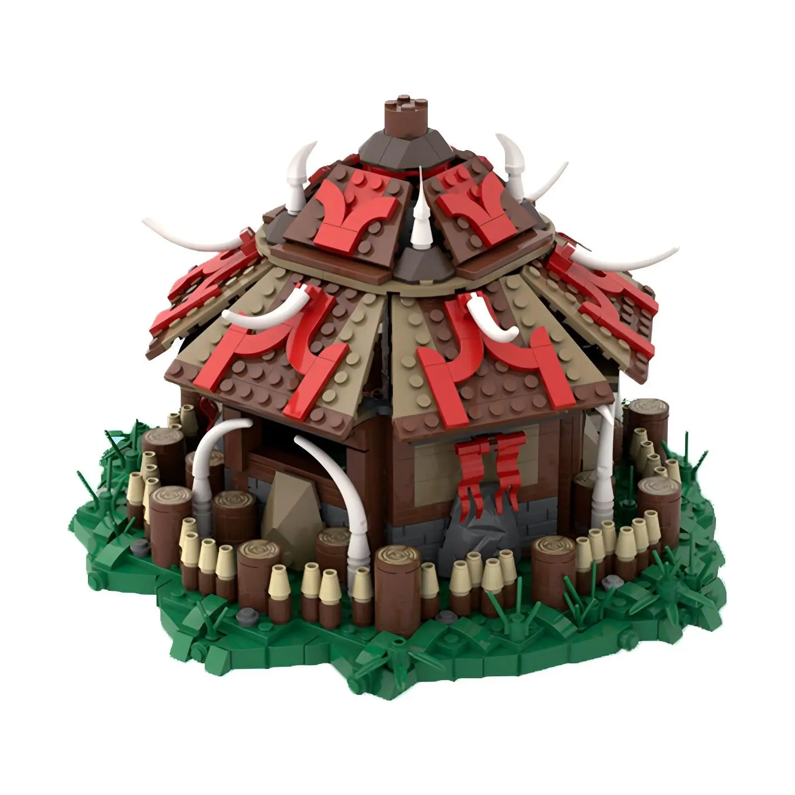 Moc Game Series World of Warcrafted Orc Camp Tribal Building House Building Block Model Construction Set for Boys Children Toy