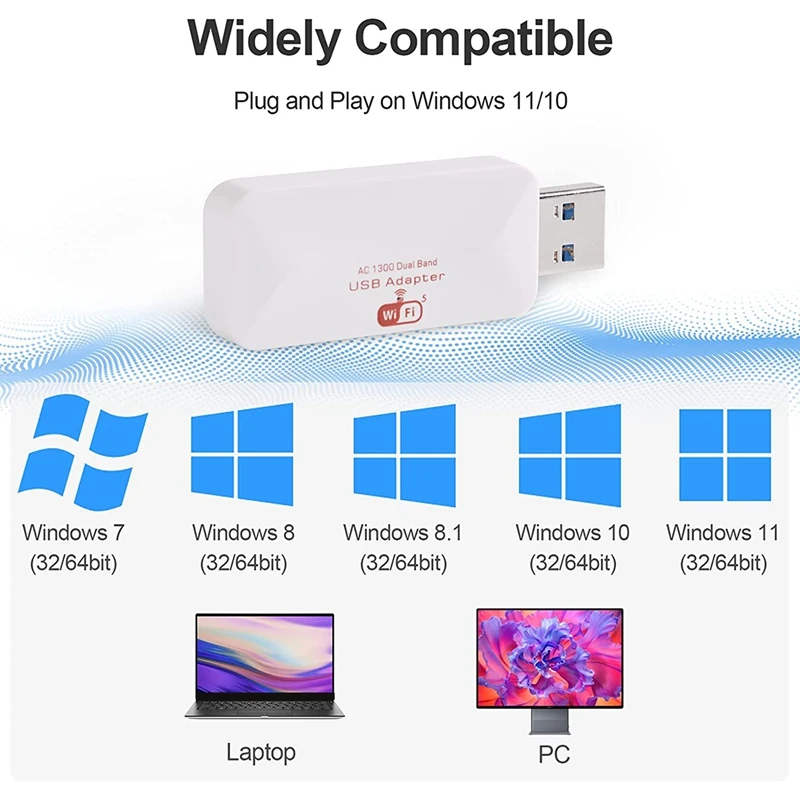 AClingUSB-Adaptateur Wifi sans pilote pour ordinateur, récepteur pour PC de bureau, Windows 11, 10, 8.1, 8, 7, XP,Vista