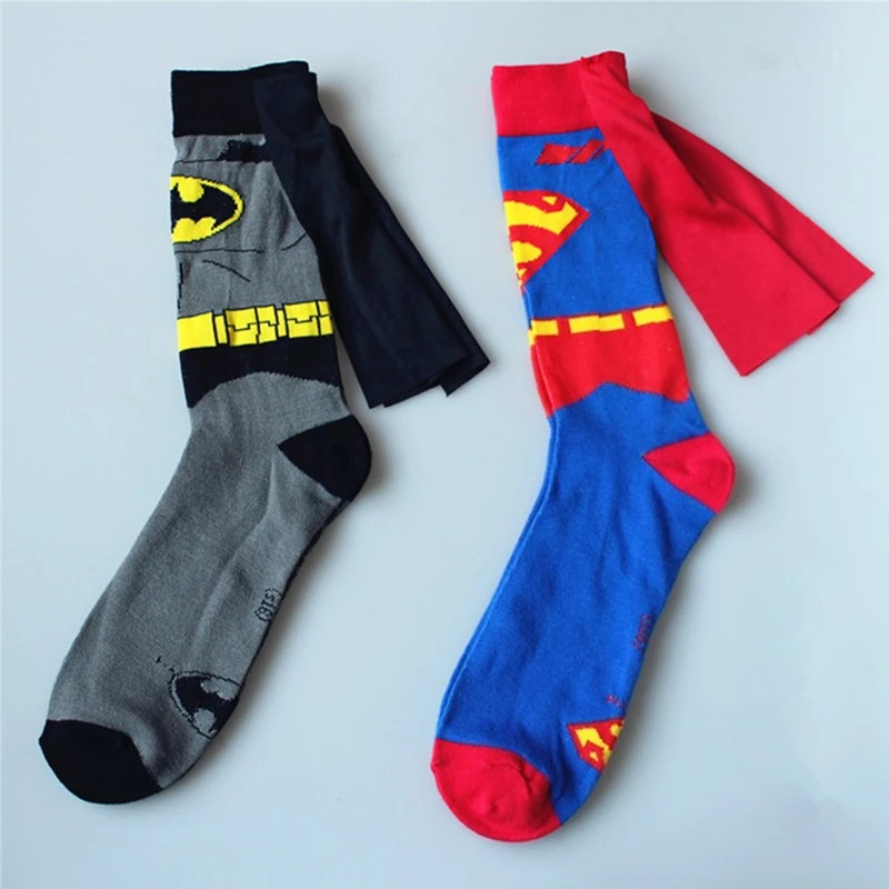Calcetines de algodón para adultos de la serie Marvels, calcetines largos de supermanos Batmans para Cosplay, héroe de cómics, accesorios de personalidad para hombres, regalo de cumpleaños