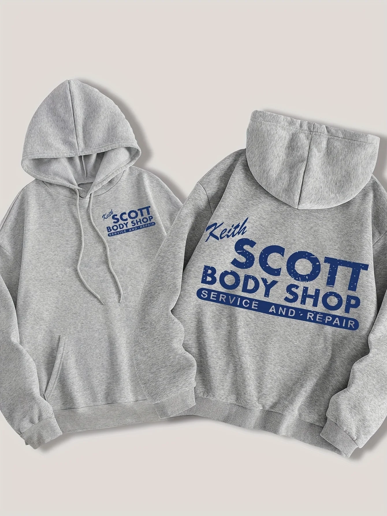 Men's Keith Scott Body Shop Hoodie Hip Hop Sports Casual Streetwear Retro Mechanic Print Oversized Pullover Sweatshirt Tops