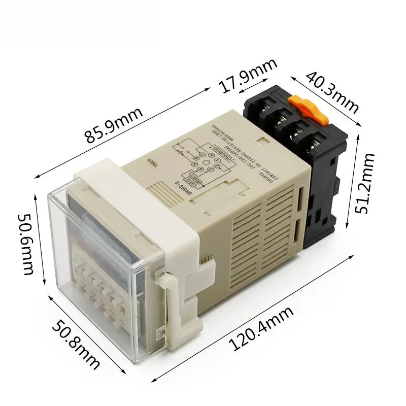 Digital LED Programmable Timer Relay Switch DH48S-S 0.1S-99H Socket Base AC/DC 12V 24V 36V 110V 220V 380V Repeat Cycle Timer